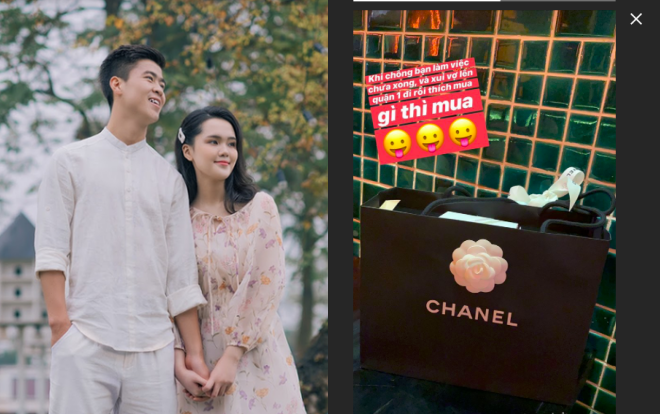 Một tuần sau hôn lễ cổ tích, Duy Mạnh khiến người hâm mộ không khỏi trầm trồ khi khi tặng Quỳnh Anh túi xách đắt tiền của Chanel.