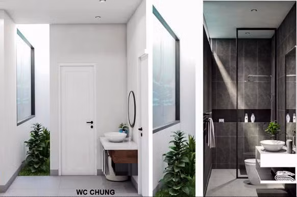 Giếng trời lấy sáng cho phòng ngủ và phòng vệ sinh. Ảnh: Tiền phong.