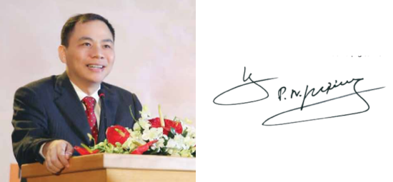 Chữ ký ông Vượng có đặc trưng hướng dần về phía trên. Những người có chữ ký như vậy thường rất mạnh mẽ, tâm trí cũng như tinh thần luôn vững vàng.