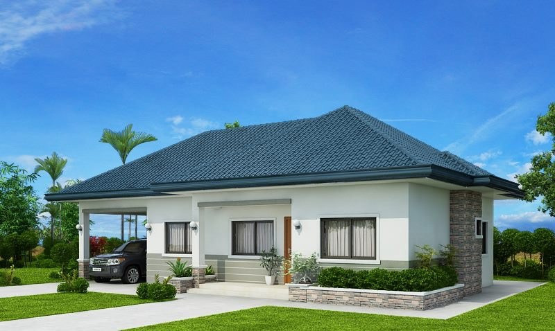 Đáp ứng nhu cầu của gia đình, nhà cấp 4 mái thái thiết kế gara ô tô ngay cạnh phía ngoài, giáp với san vườn. Ảnh: Wedo.