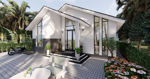 Biệt thự 1 tầng mini sử dụng tông trắng chủ đạo đang là xu hướng thiết kế nhà ở hiện đại. Ảnh: Internet.