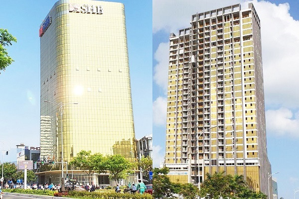 Tuy nhiên, cả hai tòa nhà lắp kính vàng gây chói mắt ở Đà Nẵng đều đã bị xử phạt 40 triệu đồng/chủ đầu tư vì thi công không đúng với giấy phép xây dựng. Ảnh: Vietnamnet. Video: Lý giải sự cố thang máy tại tòa nhà Lotte. Nguồn: VTC14.