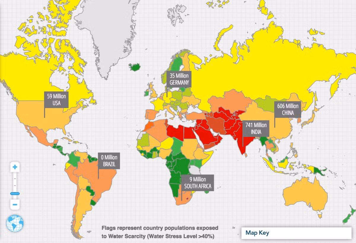 2. Hơn một nửa dân số thế giới sống trong tình trạng thiếu nước. Theo dự đoán của các nhà nghiên cứu MIT, đến năm 2050, khoảng 5 tỷ người sẽ sống trong điều kiện không đủ nước dùng.