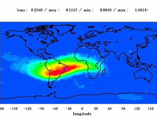 Vùng dị thường phía nam Đại Tây Dương là nơi chịu ảnh hưởng từ vành đai bức xạ Van Allen bên ngoài Trái đất. Đây là khu vực nguy hiểm bậc nhất đối với các chuyến bay của con người lên vũ trụ.