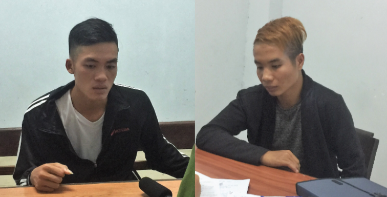 Hai đối tượng tại cơ quan điều tra.