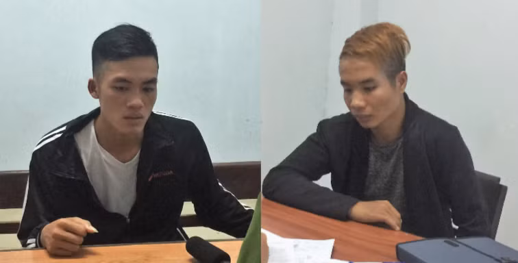 Hai đối tượng tại cơ quan điều tra.