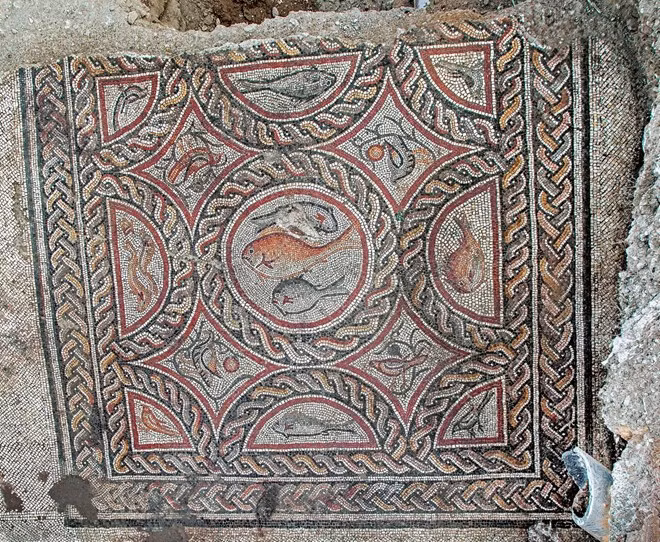 Phát lộ bức tranh khảm có niên đại 1.700 năm tuổi ở Israel Phat lo buc tranh kham co nien dai 1.700 nam tuoi o Israel