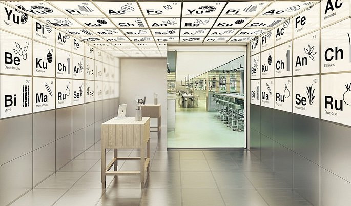 Nhà hàng thứ hai trên tàu là Test Kitchenl có thiết kế vô cùng độc đáo với các thiết bị chiếu sáng dưới dạng bảng tuần hoàn ở lối vào.