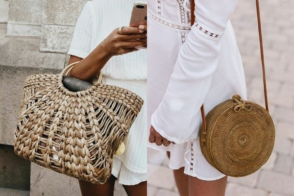 Đây là món đồ khiến chị em “thèm khát” trong mùa hè này. Túi cói cầm tay mang lại cảm giác thoáng mát và phong cách nhẹ nhàng mà nữ tính cho phái đẹp. Bạn có thể tha hồ kết hợp túi cói với quần short, áo sơ mi, quần jeans, váy đậm chất vintage… Túi đính hạt.