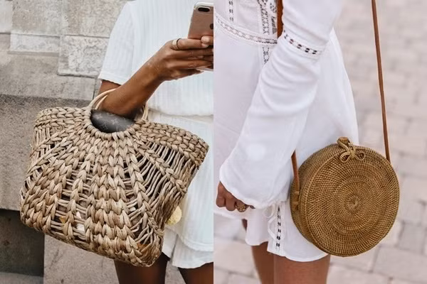 Đây là món đồ khiến chị em “thèm khát” trong mùa hè này. Túi cói cầm tay mang lại cảm giác thoáng mát và phong cách nhẹ nhàng mà nữ tính cho phái đẹp. Bạn có thể tha hồ kết hợp túi cói với quần short, áo sơ mi, quần jeans, váy đậm chất vintage… Túi đính hạt.