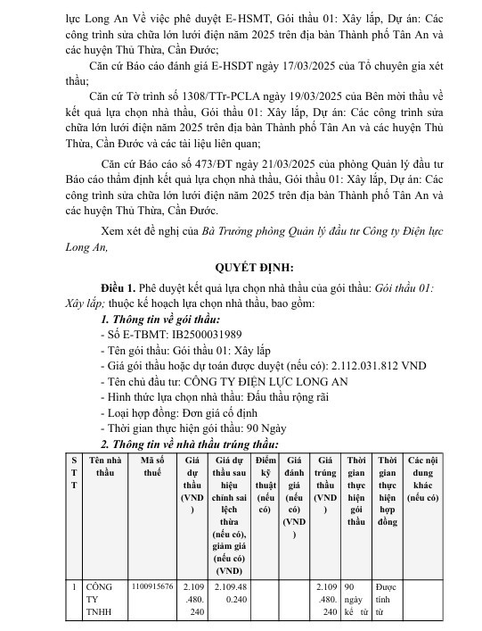 Ít cạnh tranh, Cty Minh Hùng trúng 2 gói thầu tại Điện lực Long An - Hình 4 It canh tranh, Cty Minh Hung trung 2 goi thau tai Dien luc Long An-Hinh-4