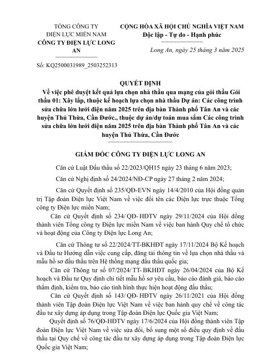 Ít cạnh tranh, Cty Minh Hùng trúng 2 gói thầu tại Điện lực Long An - Hình 2 It canh tranh, Cty Minh Hung trung 2 goi thau tai Dien luc Long An-Hinh-2