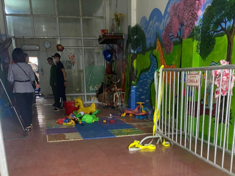 Trưa 23/2, hai đối tượng dồn các cháu vào một phòng để hướng dẫn chơi nhưng cháu Đ vẫn ngồi khóc. Đến khoảng 9h cùng ngày, An và Lành đưa các cháu vào buồng ngủ thì cháu Đ khóc chạy ra ngoài cửa lớp. Thấy vậy, Lành bực tức chạy theo bế xốc hai nách và ném đập đầu cháu Đ xuống nền nhà có trải thảm rồi tát vào mặt cháu Đ còn An dùng chân đạp vào bụng, ngực, đá lên đầu cháu Đ. Đến 16h30 cùng ngày, cháu Đ được gia đình đón, Lành và An nói với gia đình là cháu Đ tự ngã. 