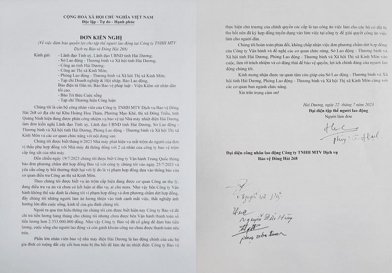 Hải Dương: Hàng chục cán bộ, công nhân Cty Bảo vệ Đông Hải 268 kêu cứu - Hình 2 Hai Duong: Hang chuc can bo, cong nhan Cty Bao ve Dong Hai 268 keu cuu-Hinh-2