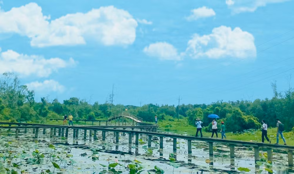 Check-in lang noi Tan Lap voi rung tram xanh mat ben dong kenh