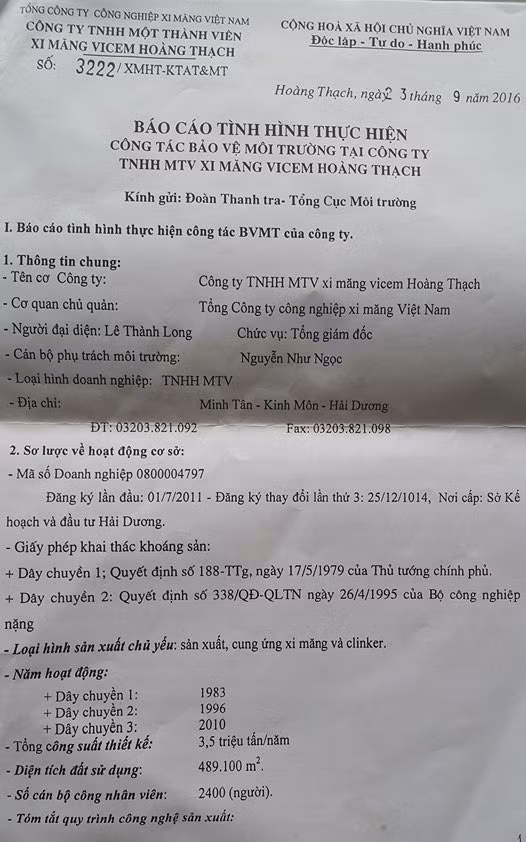 Bản báo cáo đẹp của Công ty Xi măng Vicem Hoàng Thạch.