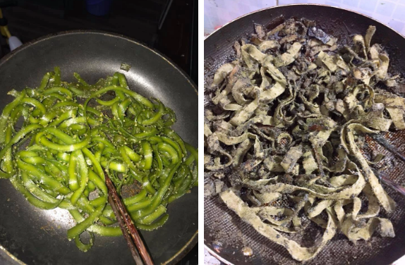 Bên cạnh mứt dừa trắng truyền thống thì hiện tại, các chị em cũng đã sáng tạo ra rất nhiều loại mứt dừa với mùi vị khác và một trong số đó là trà xanh. Tuy nhiên nhìn thành quả này thì ai cũng chỉ biết lắc đầu chịu thua mà thôi.