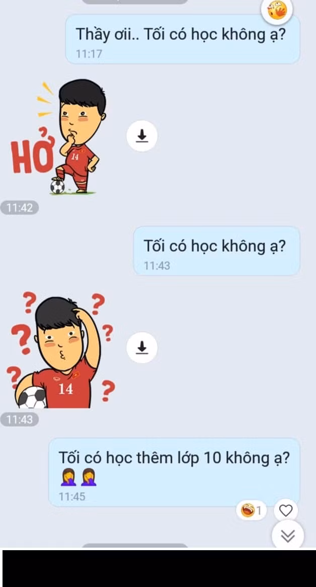 Sticker giúp thầy và trò trả lời những câu hỏi. Ảnh: Group Trường Người Ta
