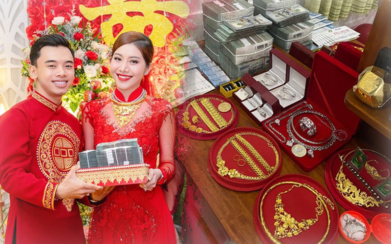 Tuy nhiên, đám cưới với của hồi môn nhiều tới mức lên tới hàng tỷ đồng thì quả là khiến cư dân mạng phải ngỡ ngàng. Ảnh: Tổng hợp