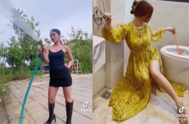 Trào lưu "biến hình" khi ở nhà bắt nguồn từ câu nói của người chồng "Sao ở nhà em lôi thôi quá vậy" được TikToker Jangmi chia sẻ.