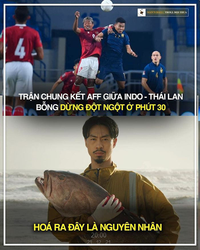 Hóa ra đây là lý do trận Chung kết AFF giữa Indo - Thái Lan bỗng dừng đột ngột ở phút 30. Ảnh: Man'n Ball