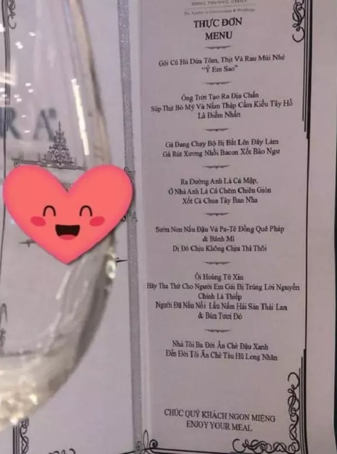 Một chiếc menu bắt trend cực đỉnh từng gây bão trên mạng xã hội. Ảnh: Tổng hợp