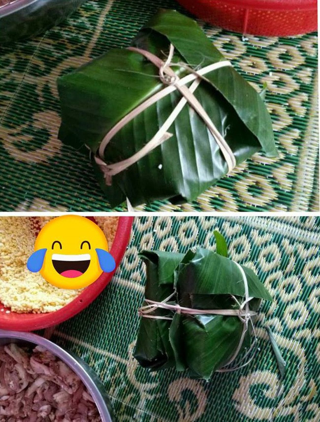 Bạn trẻ này tự tin là hẳn 1 cặp bánh chưng nhưng kết quả thì ai cũng phì cười.