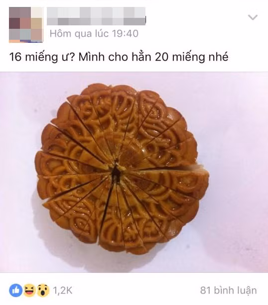 Đỉnh cao, có người còn cắt được chiếc bánh thành 20-22 phần khiến ai cũng phải kinh ngạc. Dù chỉ là một trò chơi nhân dịp Trung thu nhưng phong trào "băm" bánh nướng này cũng vấp phải sự phản đối từ những người thích đề cao việc thưởng thức bánh theo phong cách truyền thống.