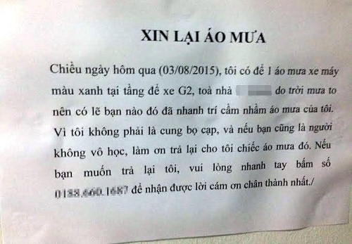 Thông báo gửi cho trộm xin áo mưa của một người... không thuộc cung Bọ Cạp.