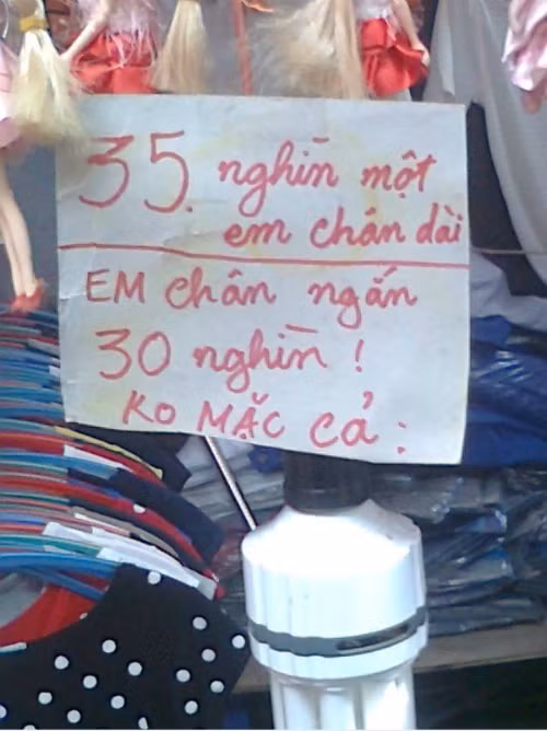 Thông báo khách hàng giá và không quên nhắc nhở "không mặc cả".
