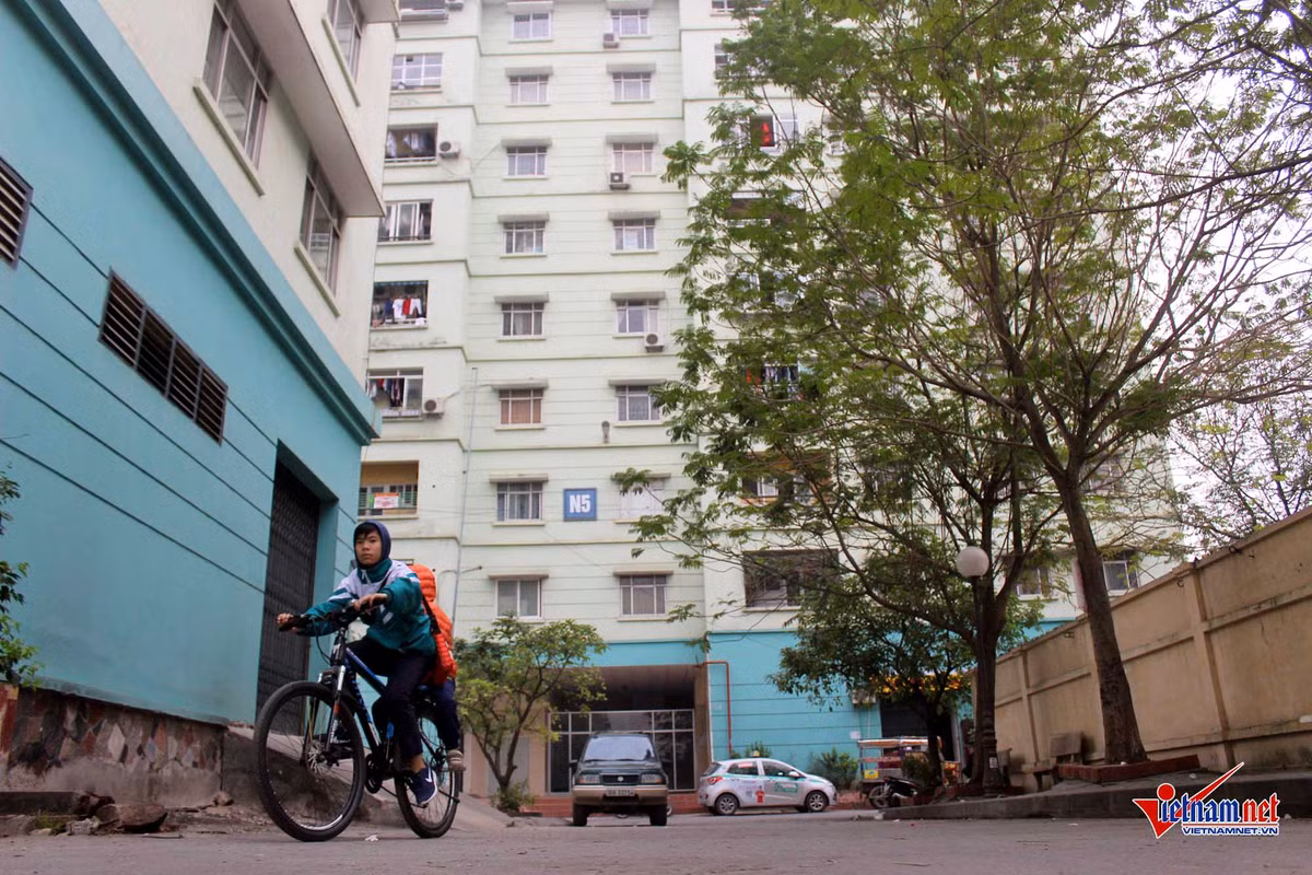 Chung cư Đồng Tàu được đưa vào sử dụng năm 2007, gồm các tòa nhà đánh số thứ tự từ N1 đến N10, do Xí nghiệp Quản lý dịch vụ và khai thác khu đô thị (công ty Quản lý và phát triển nhà Hà Nội) quản lý. Ảnh: Khu tái định cư Đồng Tàu đưa vào sử dụng năm 2007.