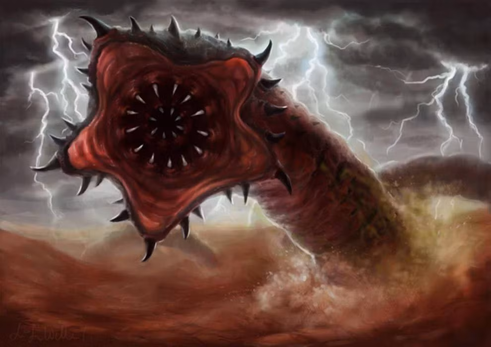 Thêm nữa, sâu tử thần còn có khả năng phun nọc độc axit rất mạnh. Loại nọc độc này có khả năng ăn mòn kim loại.