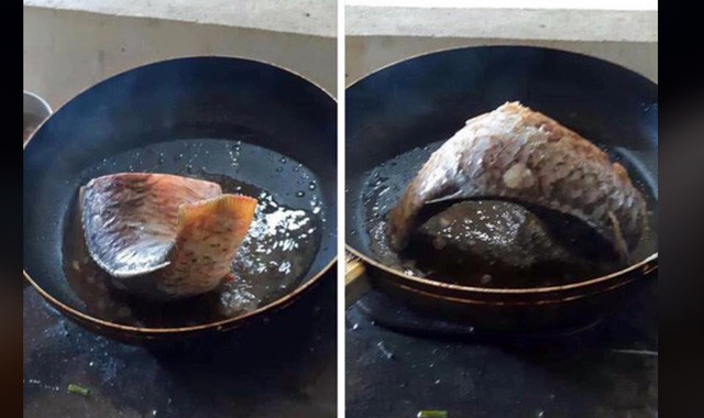 Món cá rán cách dầu, chiên mà như không chiên, chiên mà ăn vị như hấp. ( Nguồn ảnh : Duc Tran)