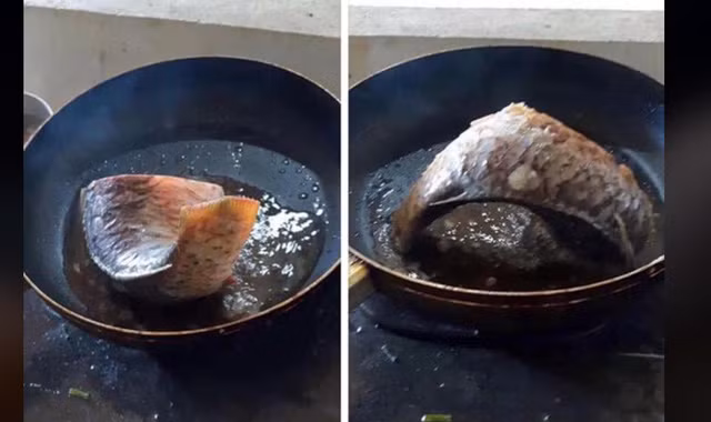 Món cá rán cách dầu, chiên mà như không chiên, chiên mà ăn vị như hấp. ( Nguồn ảnh : Duc Tran)