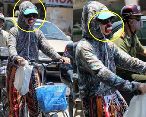 Chiếc khẩu trang tấu hài cực mạnh của cô gái.