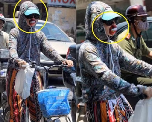 Chiếc khẩu trang tấu hài cực mạnh của cô gái.