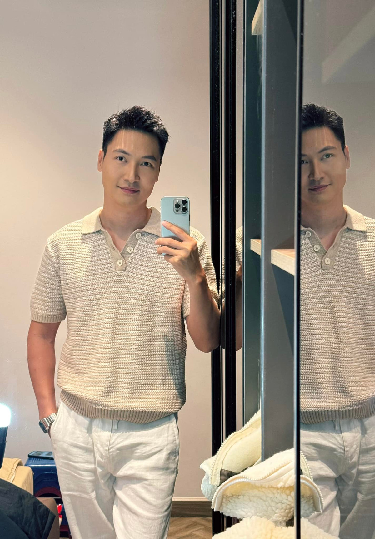 Thời gian gần đây, diễn viên Mạnh Trường dành thời gian cho gia đình, anh đưa vợ con đi du lịch hoặc chăm sóc các con. Ảnh: FB Nguyen Manh Truong