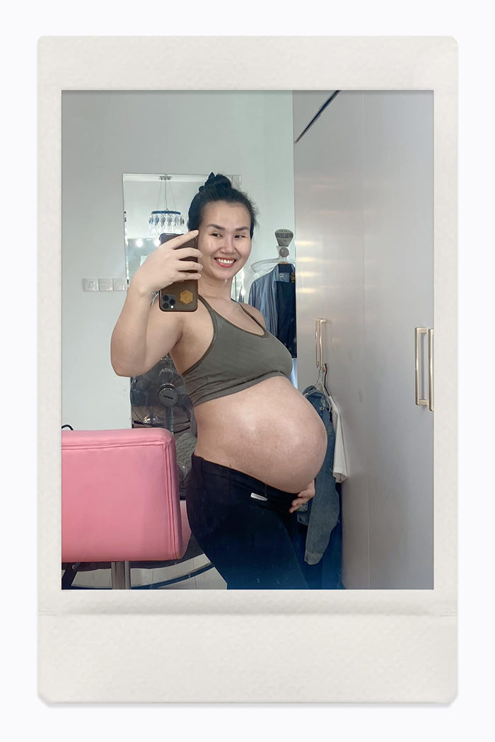 Trong lần mang thai thứ 2, Võ Hạ Trâm chăm chỉ tập luyện để luôn giữ tâm trạng vui vẻ và thể chất khỏe khoắn. (Ảnh: FB Võ Hạ Trâm)