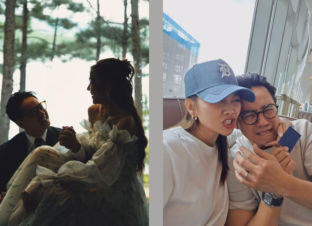 Siêu mẫu Thanh Hằng đăng tải hình ảnh nhí nhố kỷ niệm 1 năm ngày cưới. Ảnh: FB Thanh Hằng