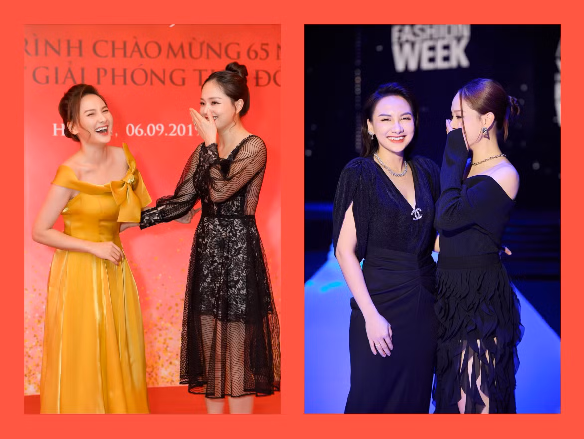 Bảo Thanh - Lan Phương diễn lại biểu cảm của 5 năm về trước. "5 năm trôi qua rồi mà hai chị em vẫn nhất quyết chỉ tạo dáng 1 kiểu là sao thế!". Ảnh: FB Bảo Thanh