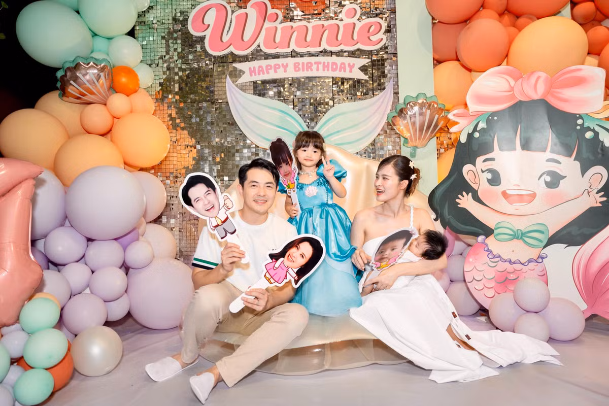 Vợ chồng Đông Nhi - Ông Cao Thắng tổ chức tiệc sinh nhật tròn 4 tuổi cho con gái Winnie. Ảnh: FB Winnie Ông