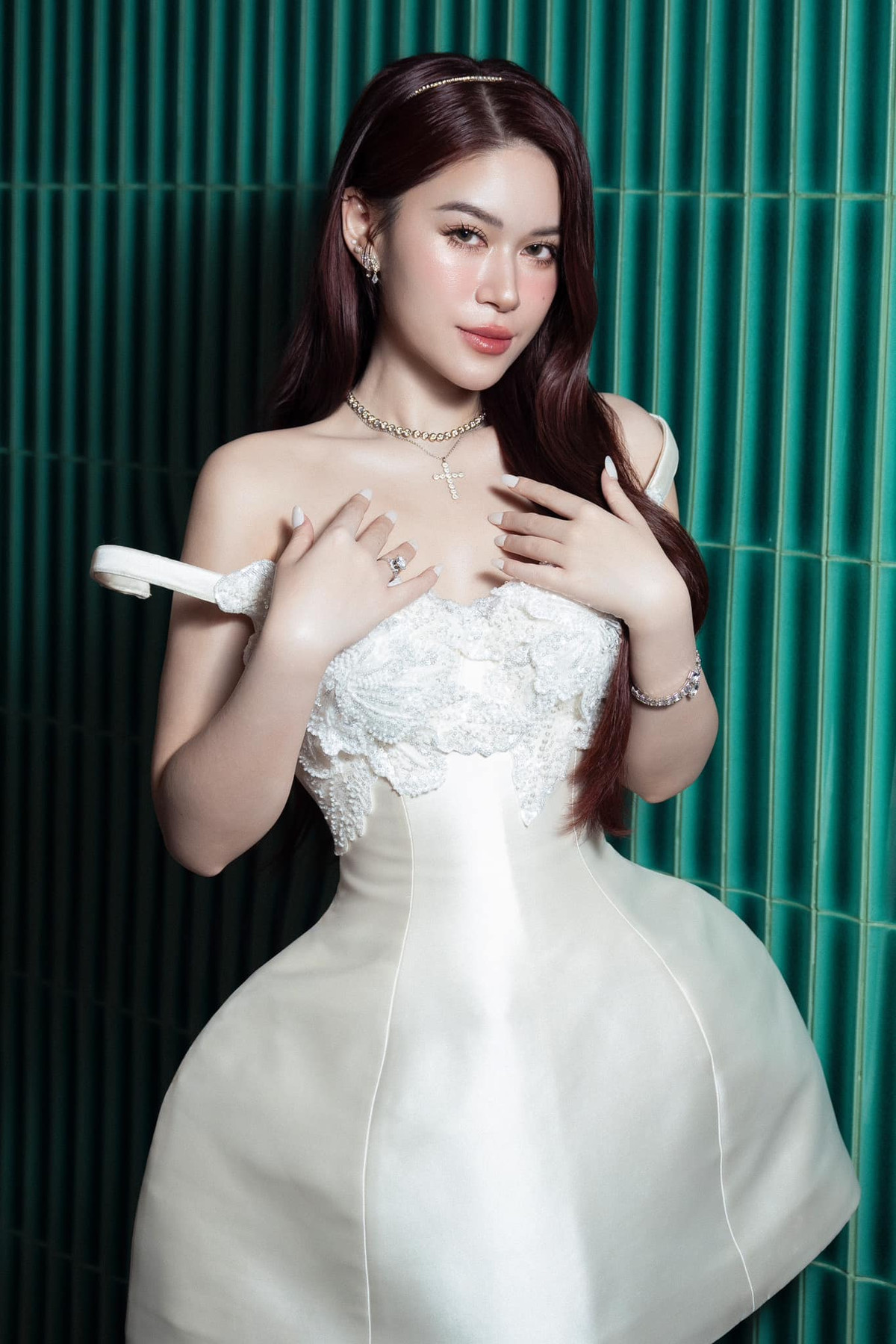 Ngọc Thanh Tâm hoá cô Tấm tại họp báo Chị đẹp mùa 2. Ảnh: FB Ngọc Thanh Tâm