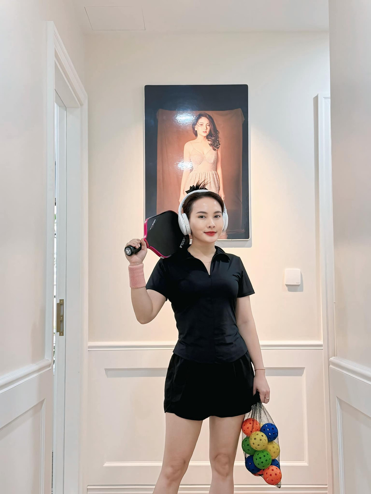 Diễn viên Bảo Thanh năng động khi diện đồ tập. Ảnh: FB Bảo Thanh