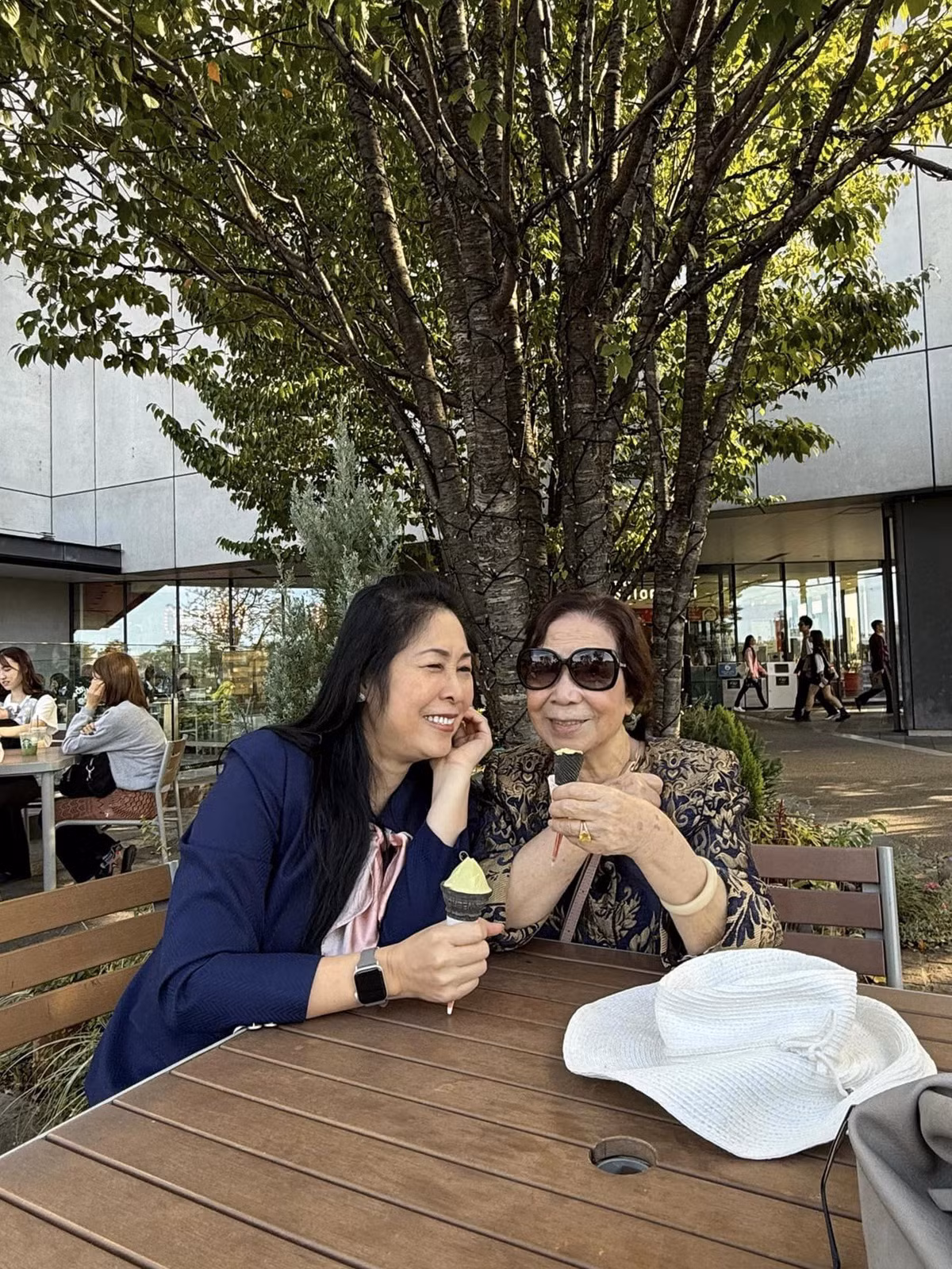 NSND Hồng Vân đưa mẹ đi du lịch Nhật Bản. Ảnh: FB Hồng Vân