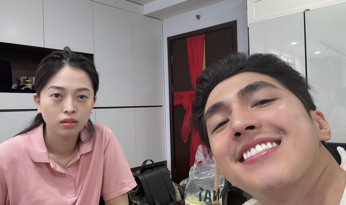 "Lệch sóng cái là sưng mắt ngay. Lần sau đừng để nói đến câu thứ 2 nhé Bùi Phương Nga!", Bình An lại dìm vợ. Ảnh: FB Nguyễn Bình An