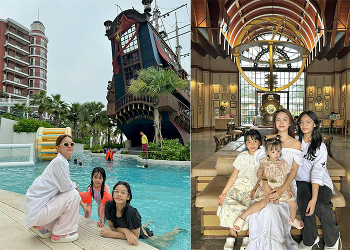 Phạm Quỳnh Anh cùng cả gia đình đi nghỉ dưỡng ở một resort tại Mũi Né.