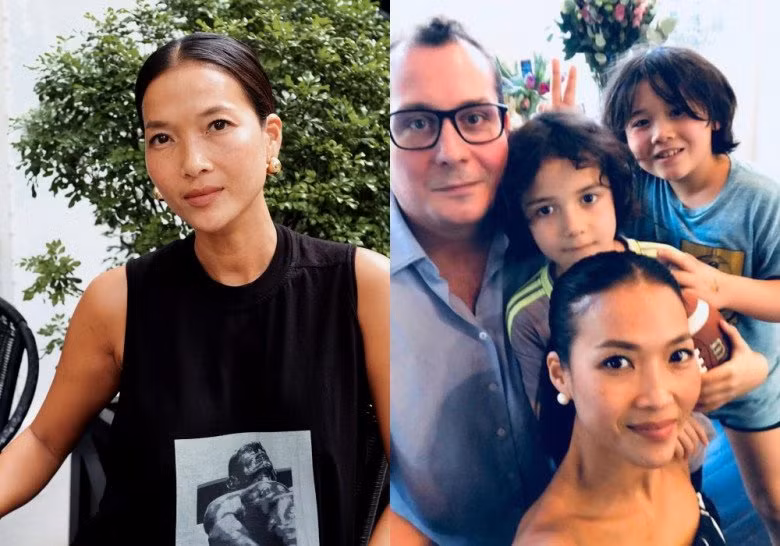 Bằng Lăng không ít lần chia sẻ hình ảnh gia đình nhỏ lên mạng xã hội. Hai con trai của cựu siêu mẫu thừa hưởng "gen tóc xoăn" từ bố người Đức và đôi chân dài của mẹ.