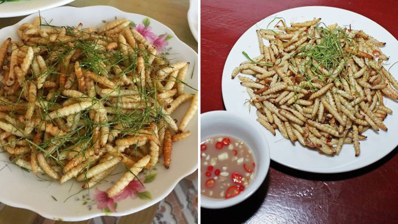 Người dân thường chế biến sâu chít thành món xào lá chanh hoặc nướng, có thể nấu cháo. Ảnh: Bách hoá Xanh