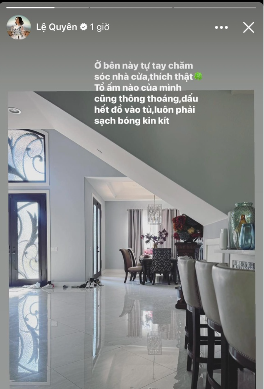Lệ Quyên chia sẻ hình ảnh trong căn biệt thự triệu đô ở Mỹ.