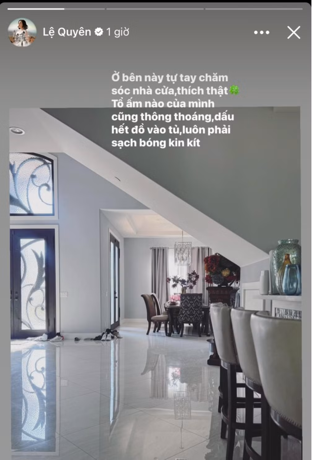 Lệ Quyên chia sẻ hình ảnh trong căn biệt thự triệu đô ở Mỹ.
